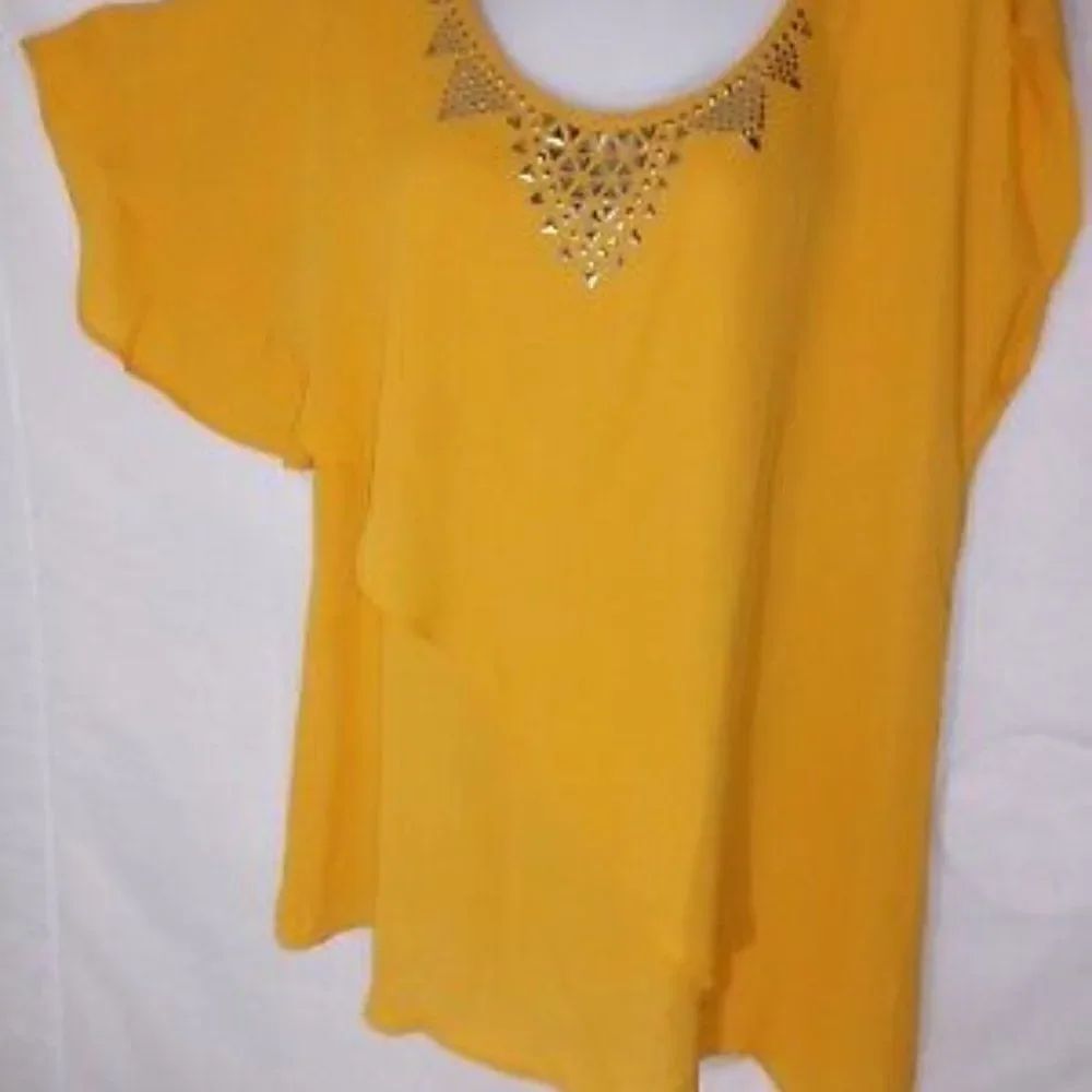NY Collection Gold embellished sleeveless top, size L